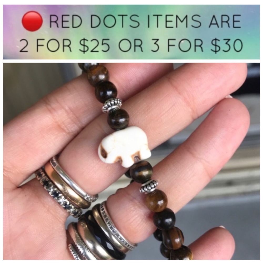 π΄SALE ! Tiger eye white elephant bead bracelet - Picture 3 of 9